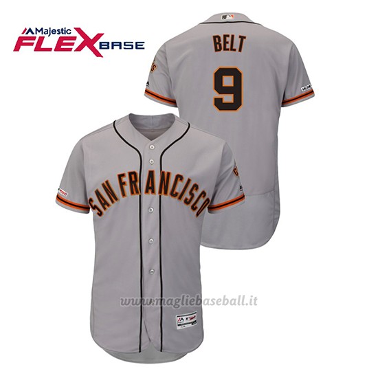 Maglia Baseball Uomo San Francisco Giants Brandon Belt 150th Aniversario Patch Autentico Flex Base Grigio2